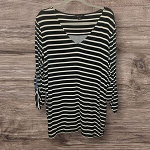 XL Striped knit and Chambray top